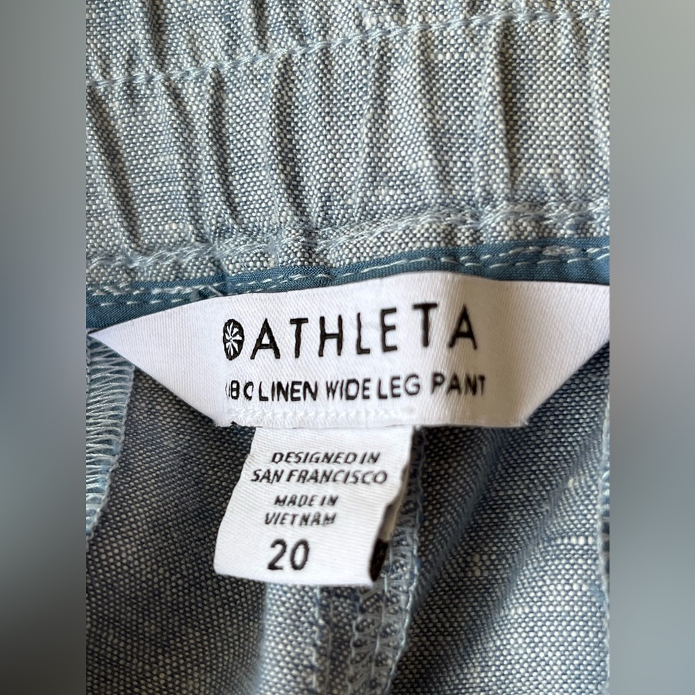 Women 's Atlhleta Cabo Linen wide legs pants blue plus 20 - Picture 4 of 4